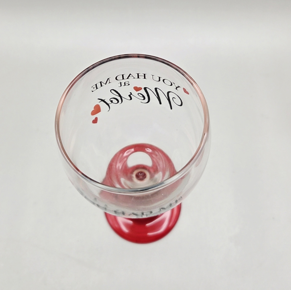 Cristar Red Stem Wine Goblets " You Had Me At Merlot",  Set of 4 - Picture 7 of 7